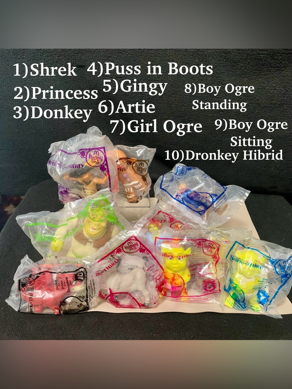 2007 McDonald’s Shrek the Third Complete (10) Toy Set Sealed